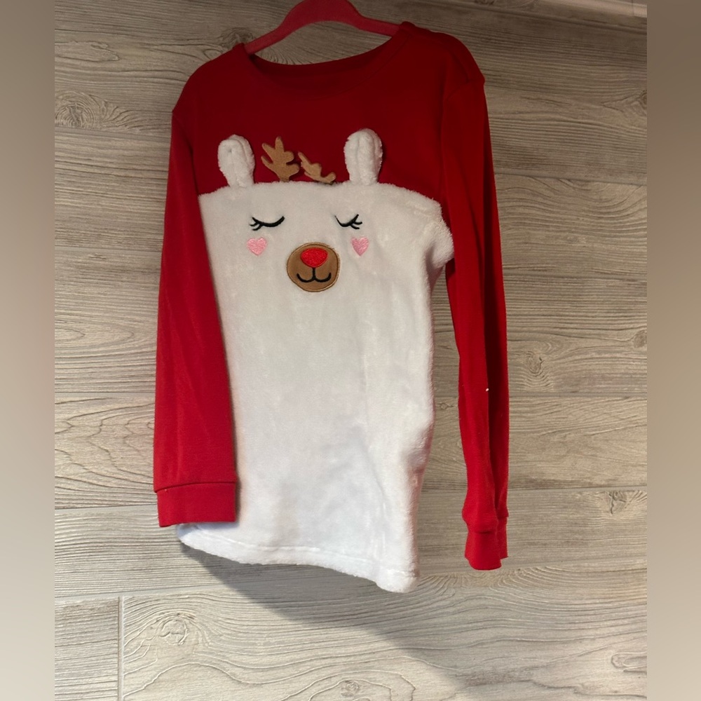 Girls sz 6 American girl bitty baby reindeer Pj top